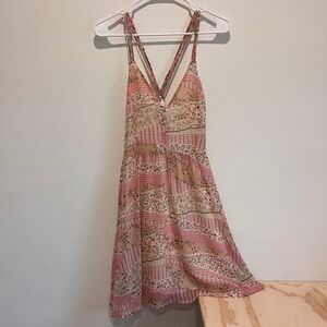Paper Crane Pink Floral Patchwork Strappy Mini Dress Size M Fairy ethereal love